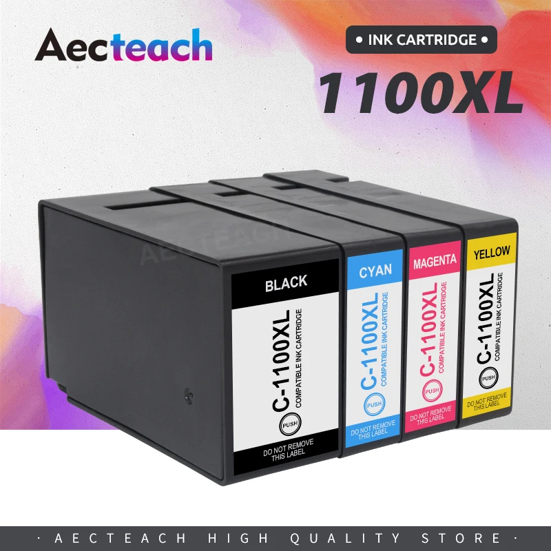 Aecteach new PGI1100 XL Ink Cartridge For Canon PGI-1100 1100xl MAXIFY MB2010 MB2110 MB2710 Printer Full Ink with Chips