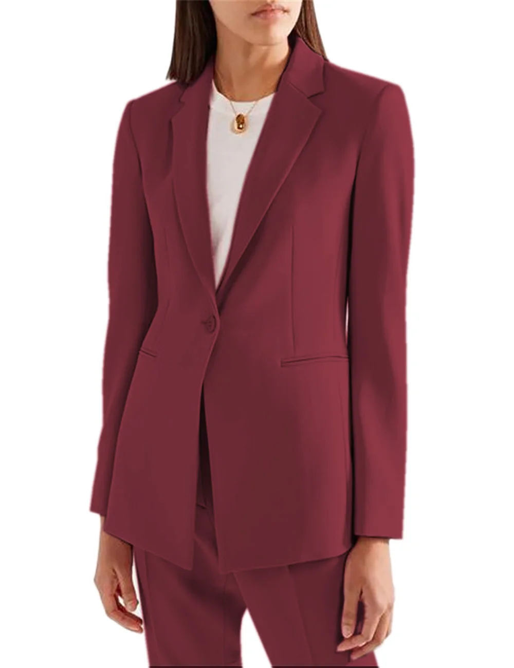 

Womens Office Work 2 Pieces Regular Style Notch Lapel One Button Lady Set Suits (Blazer+Pants)…