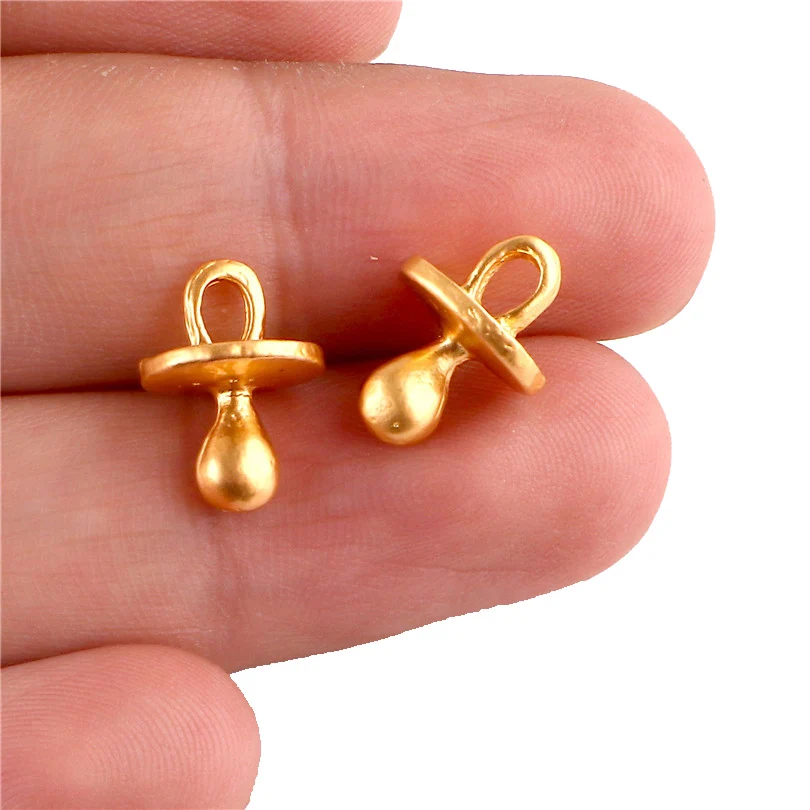 12pcs 23384 Gold Color Cute Baby Pacifier Charms Pendant For Jewelry Making Bracelet Handmade Accessories Bulk Items Wholesale