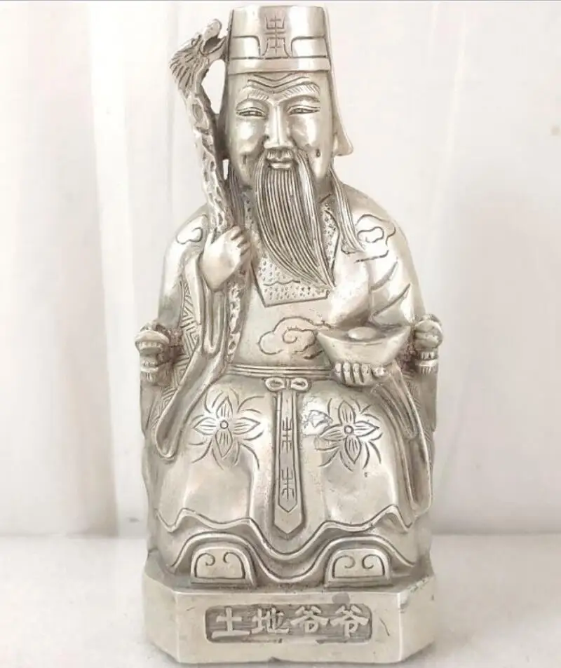 China White copper Land god crafts statue