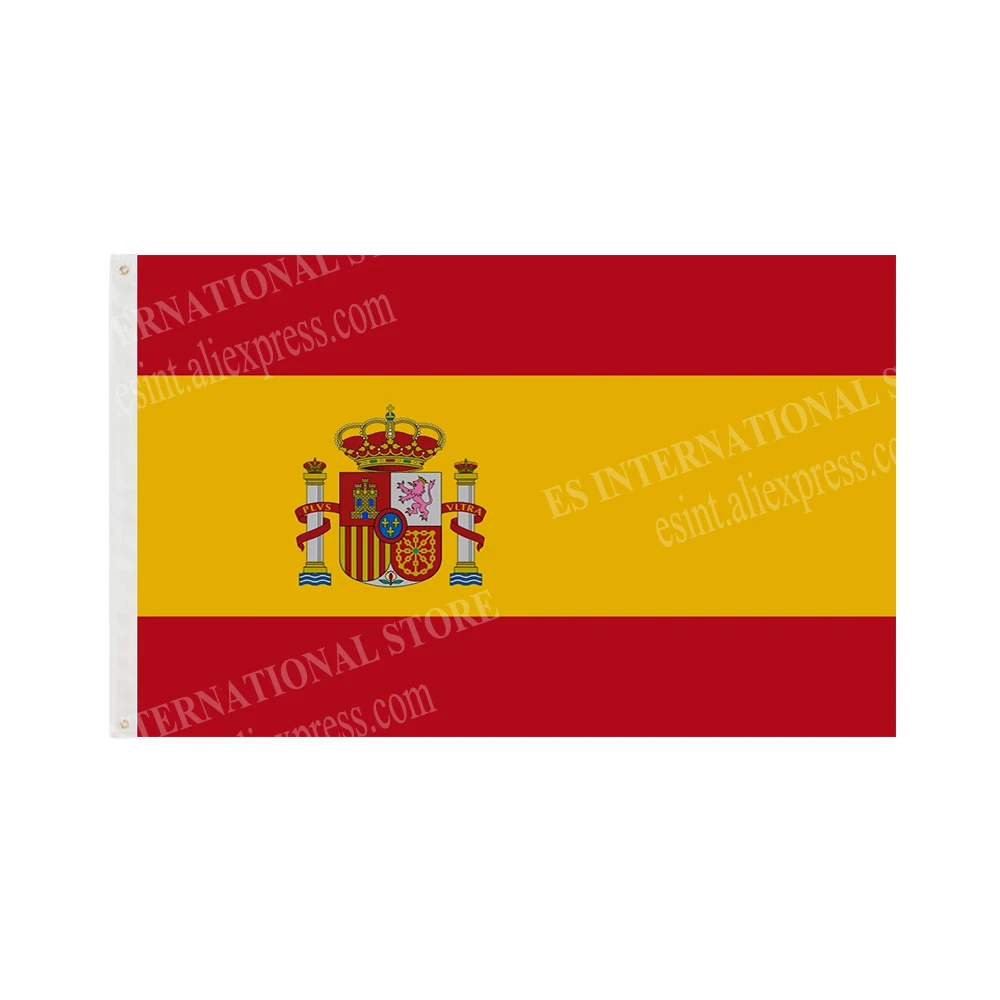 Spain Flag National Graphic Custom Printed Hanging Banner Design Outdoor Sport Polyester Shaft Cover Grommets 3X5FT 90X150CM