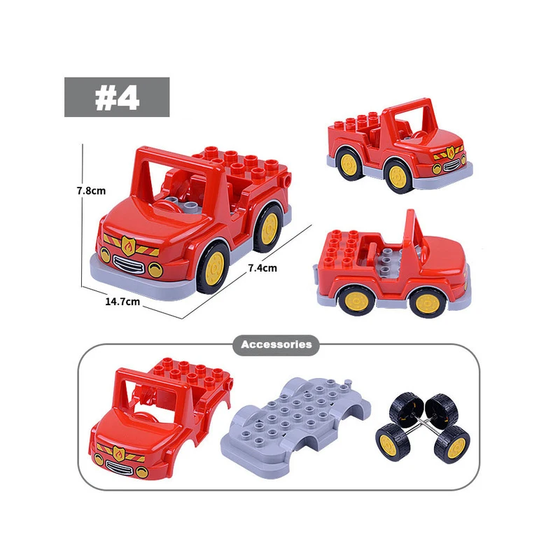 Motorcycle Forklift Tractor Police Airplane Sports Car Fire Truck Big Size Building Blocks DIY City Construction Bricks Toys