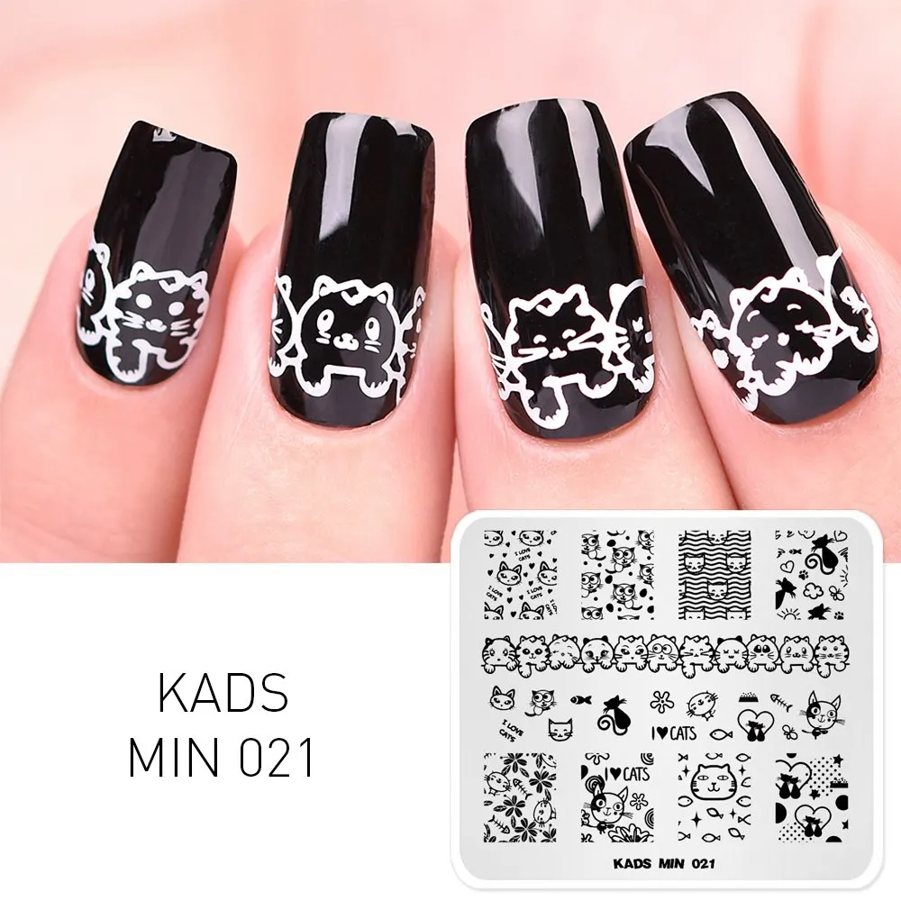 KADS MIN Stamping plate Cartoon Cat Cute Image Nail Art Image Stamp Manicure Plate Nail Art Decorations Stamp
