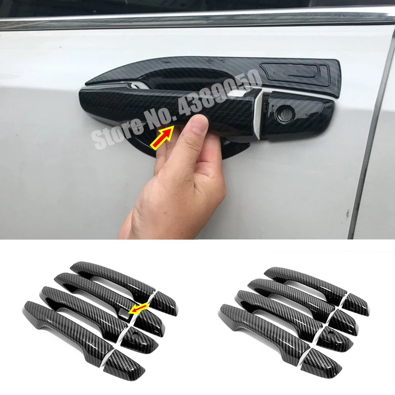 

For Honda CRV CR-V 2017 2018 2019 2020 ABS Carbon fibre LHD Door Handle Moulding cover trim Car Styling Accessories 8pcs