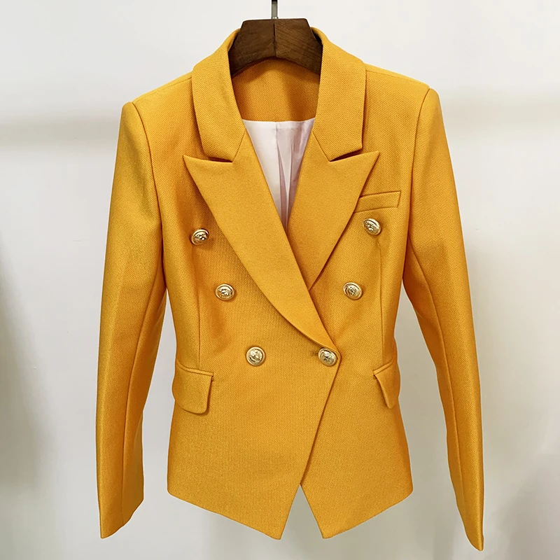 

High Quality Newest Nice Nice Designer Jacket Women's Classic Lion Buttons Double Breasted Slim Fit Pique Blazer