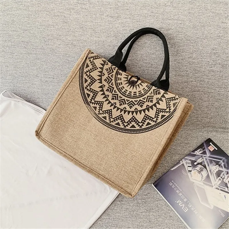 Women\'s Handbags 2022 Vintage Large Designer Shoulder Bag For Ladies Casual Tote Bag Sac main Femmes Fashion Sun Print Beach Bag