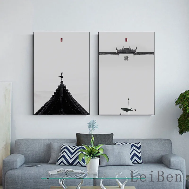 New Chinese Style Minimalist Zen Traditional Style Mood Concept White Wall For Office Study Living Room Home Decoration painting