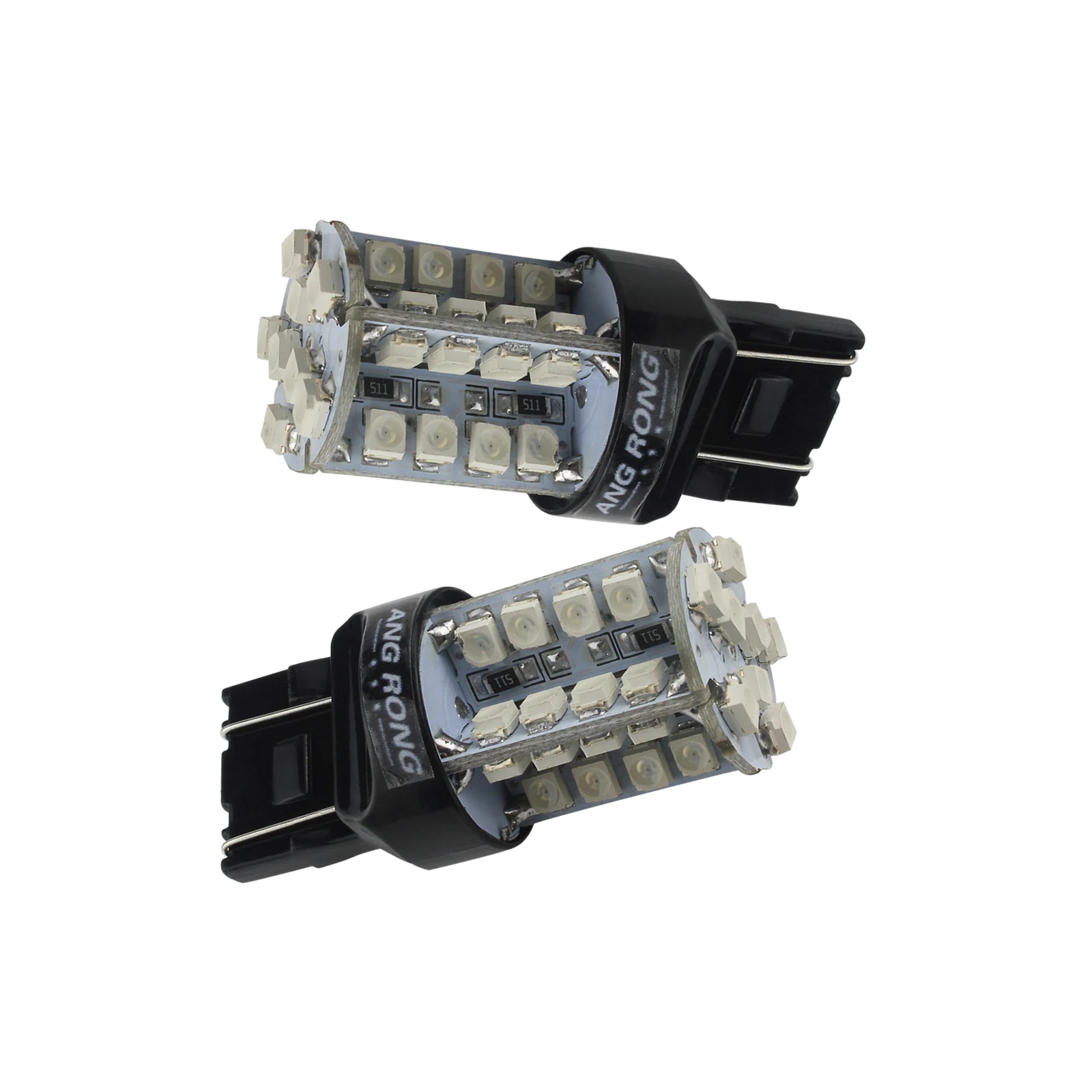 ANGRONG 2X 7443 582 580 W21W Bulb 40 SMD LED Sidelight Indicator Reverse Light DRL Amber