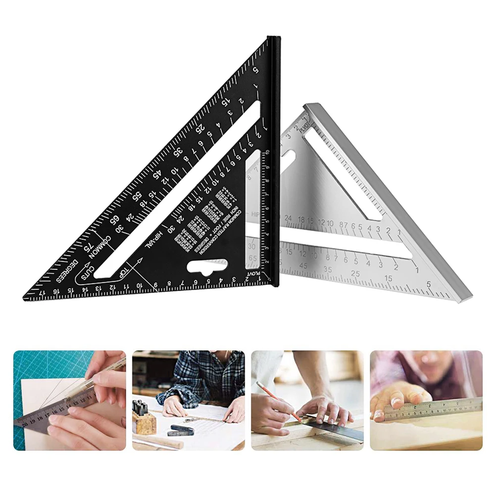 Triangle Ruler Angle Triangular 7 inch Aluminum Alloy Protractor Construction Tools Metric Square Measuring Ruler Tools Gauges