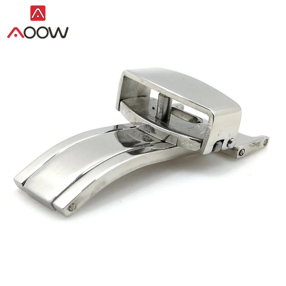 14mm 16mm 18mm 20mm 22mm Stainless Steel Butterfly Deployment Watch Band Buckle Metal Fold Button Strap Clasp Accessories Silver