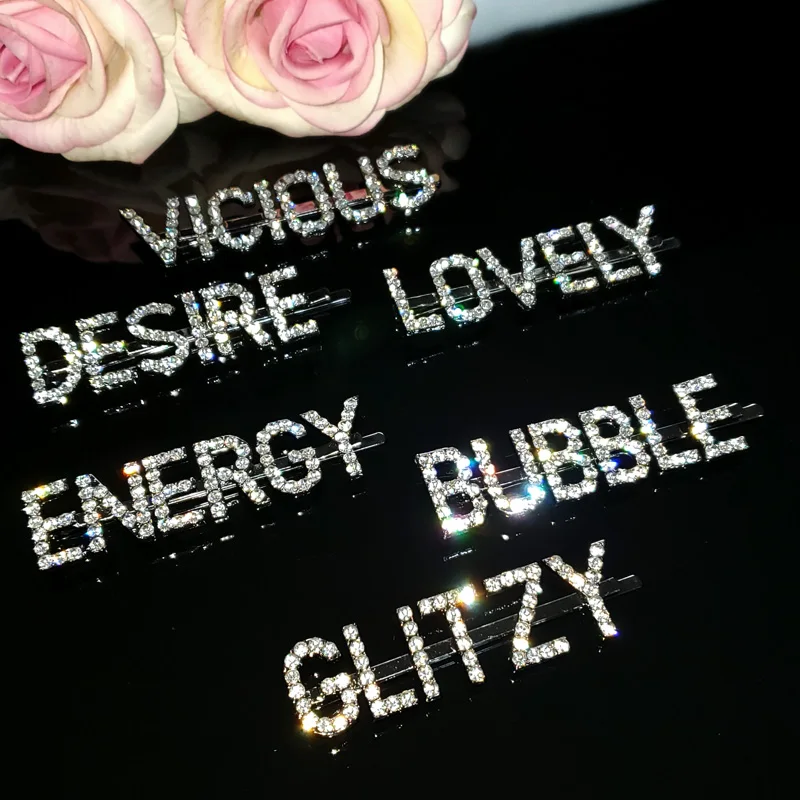 Crystal Letters Hair Clips 