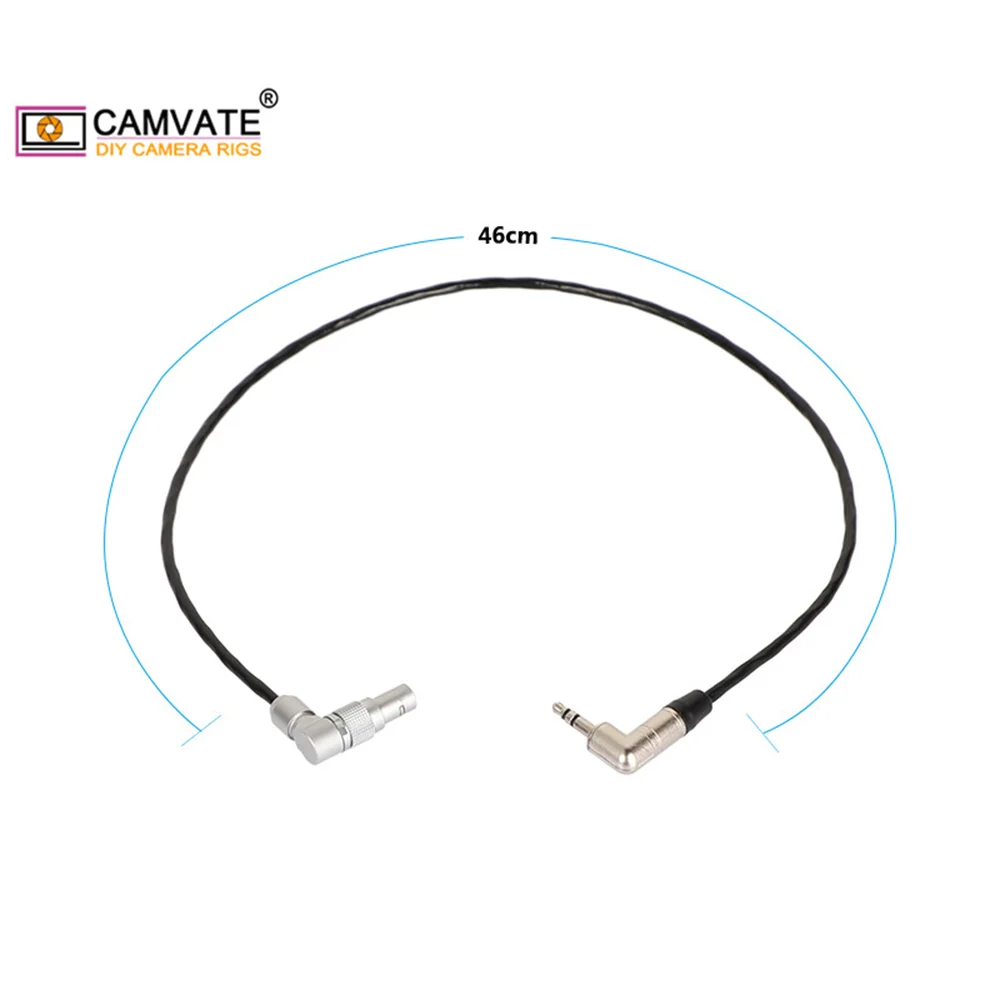 Camvate tomada do direito-ângulo 3.5mm ao cabo preto 46cm da entrada do timecode do pino do ext 9 para a câmera vermelha do cinema de komodo 6k digitas