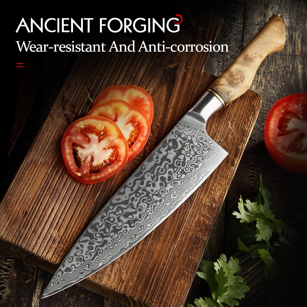 HEZHEN 2PC Kitchen Knife Set Chef Utility 67 Layers Damascus Steel Durable Sharp Cook Tools Professional Knives