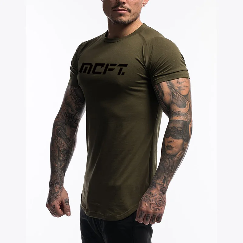 New Fitness Sport Shirt Men Cotton Slim Fit Men Gym T Shirt Sport Tees Weightlifting Workout tshirt