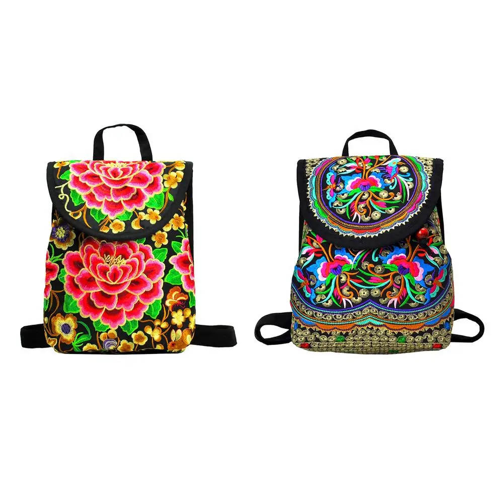 Handmade Embroidered Backpack For Women Mazexy Boho Shoulder Bag Vintage Ethnic Flower Cross-body For Any Ocn Daily Part