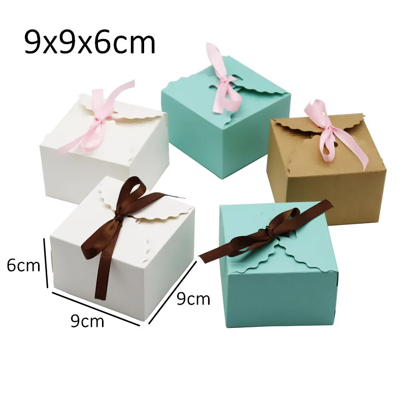 

Brown / white /green Gift Candy Box Bulk with White Ribbon Party Favor Box DIY Candy Chocolate Gift Box for Wedding Birthday