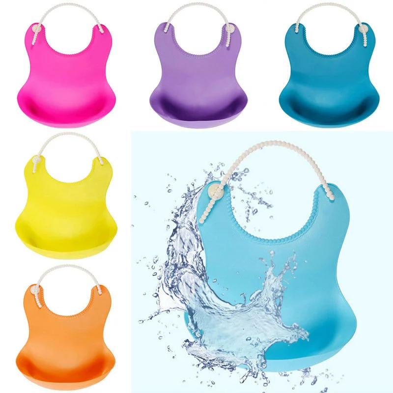 Fashionable Silicon Baby Bib Waterproof Infant Bibs Newborn Feeding Cloth Toddle Boys Girls Adjustable Different Styles of Bibs