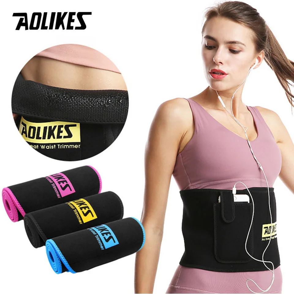 

AOLIKES Sports Waist Trimmer Belt Slim Weight Loss Sweat Band Lumbar Brace Support Gym Accessorie Weightlifting Training Fitness