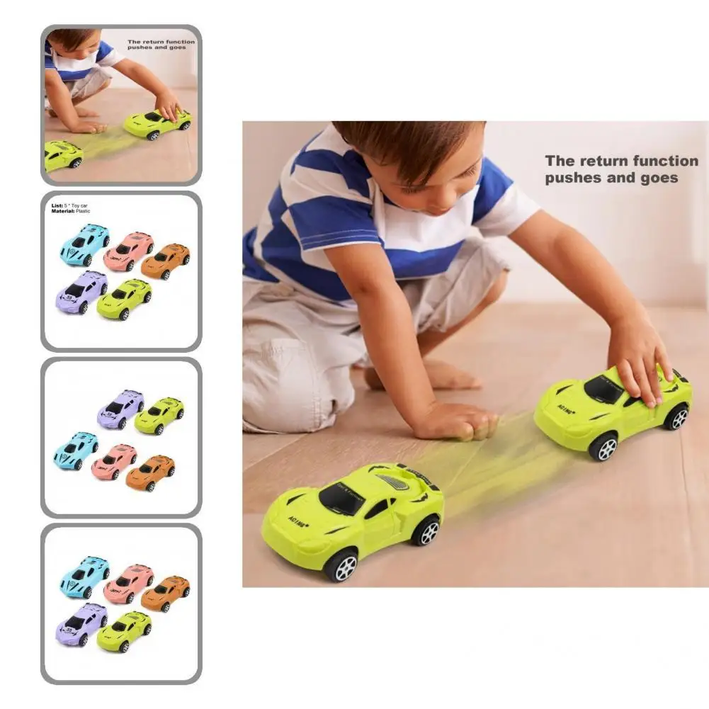 

Kids Toy 5Pcs Durable Pull Back Racing Car Inertia Toy No Deformation Slide Racing Car Toys Burrs-free for Festival Gift