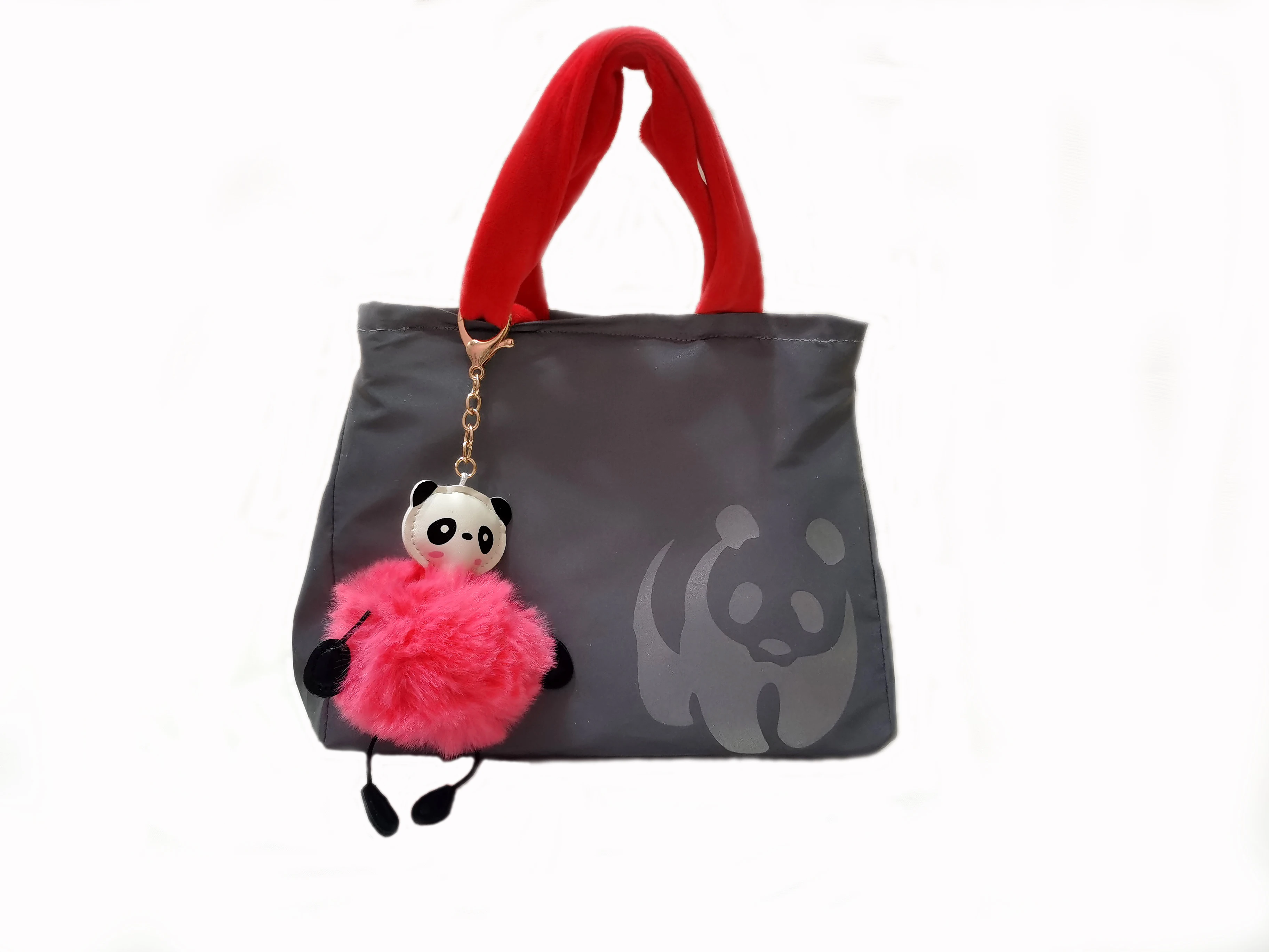 Reflective Handbag Grey New Fashion Waterproof With Panda Printing Bag For Night Walking Travel Custom Logo