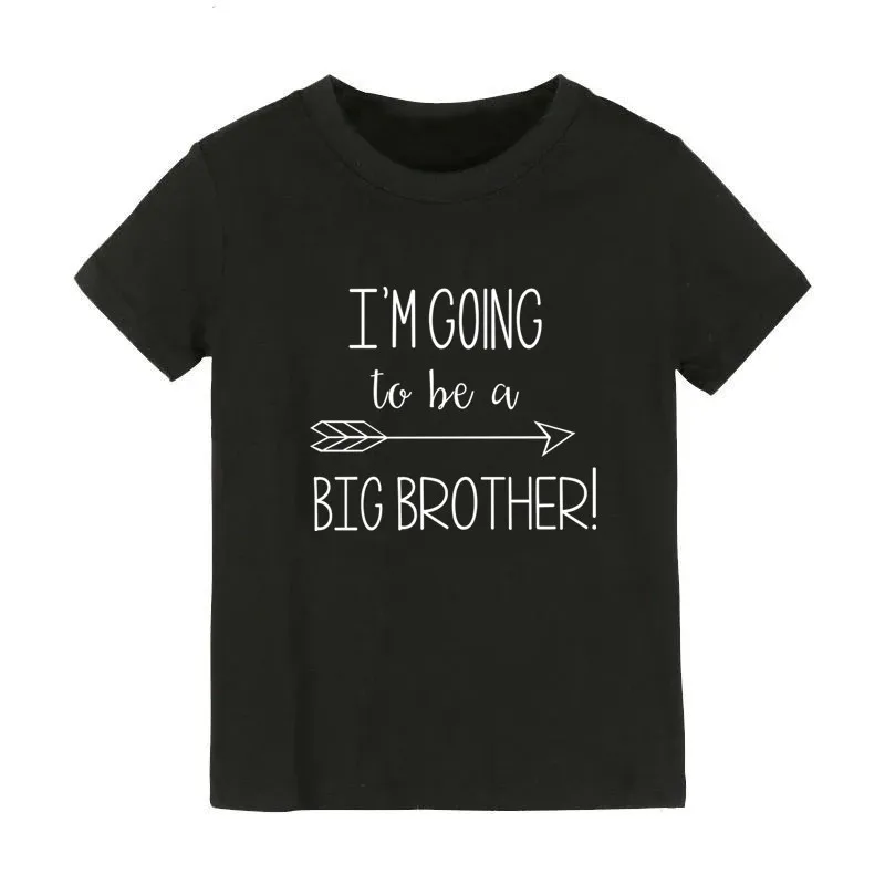 Funny I\'m Going to Be a Big Brother Boys Clothes Baby Anouncement Black T-shirts Short Sleeve Cotton Children T-shirt 2-10T