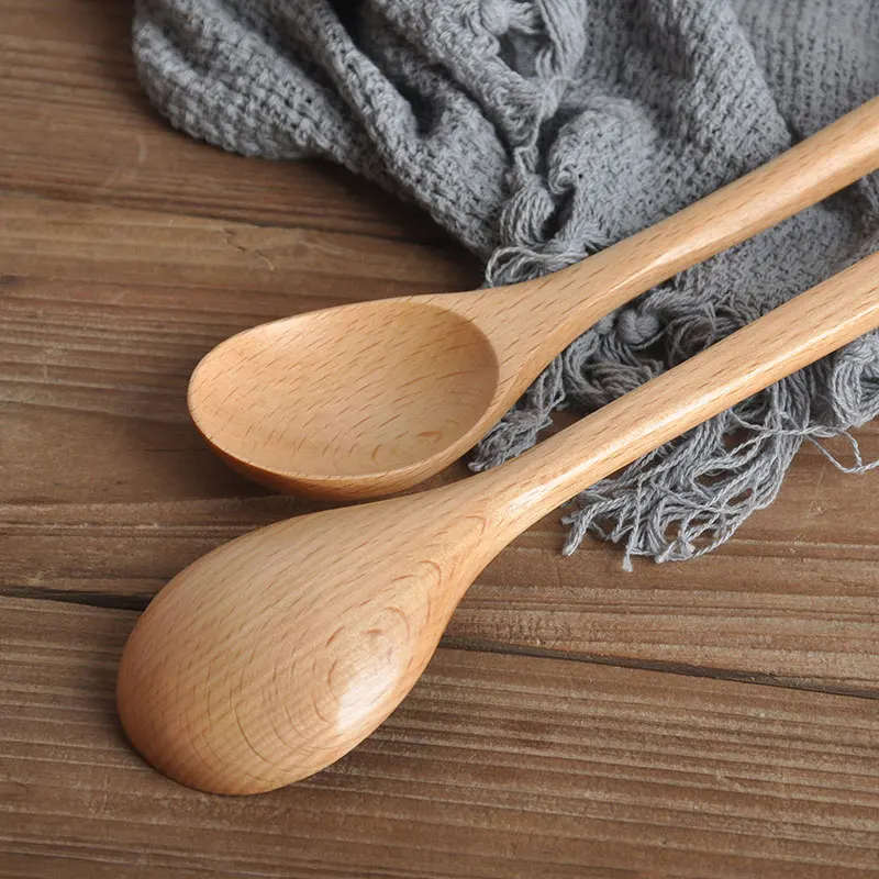 For Kitchen Wooden Lengthened Cooking Spoon, Kitchen Cooking Utensil Tool Long-Handled Wooden Spoon For Mixing Cooking Natural