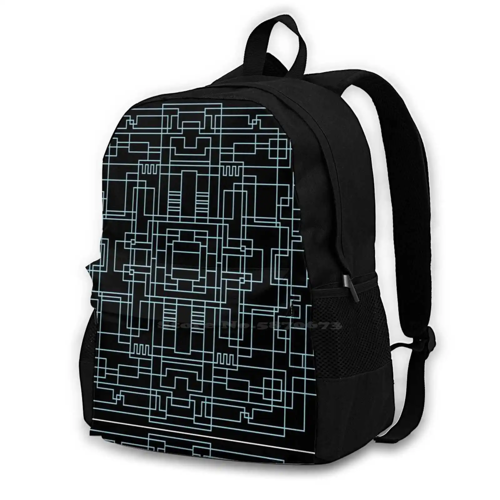 Schematic 4.1 School Bags Travel Laptop Backpack Schematic Circuit Tron Matrix Geek Geeky Computer Wiring Cyber Techno Line Art