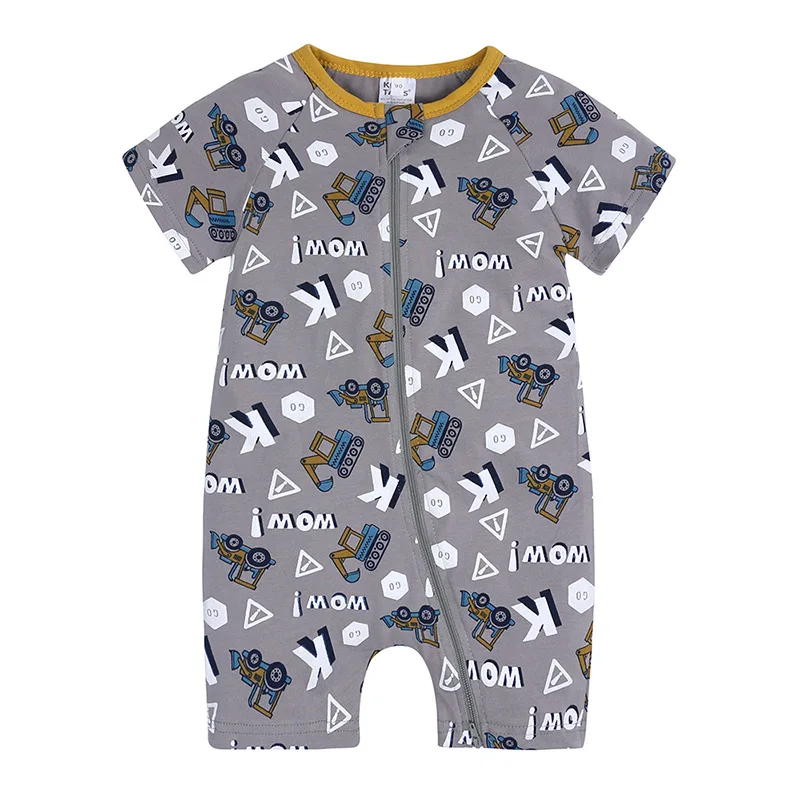 Print Baby Boys Cartoon Rompers Short Sleeve Clothes Newborn Summer Cotton Bodysuit Infant One-piece Car Pijama