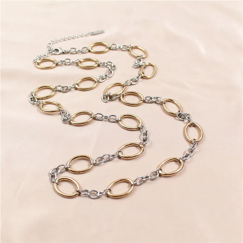 2021 New Necklace Geometry Metal Chain Link Simple Atmosphere Fashion Women Sweater Chain Necklace Women Jewelry