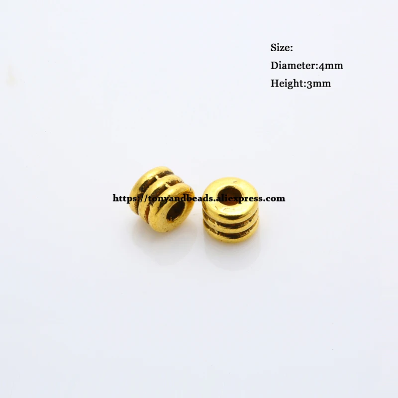 (50 Stück / Los!) Europäischer Spacer-Charm-Verbinder, Crimp-Endperlen aus Legierung in Antikgoldfarbe, geeignet für die Armbandherstellung. – Detail 26