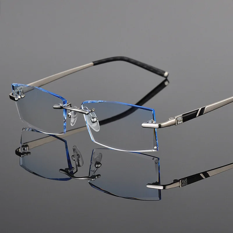 

Reven Jate 58030 Alloy Rimless Diamond Cutting Man Glasses Frame Optical Prescription Eyeglasses Men Eyewear Fashion