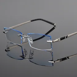 Reven Jate 58030 Alloy Rimless Diamond Cutting Man Glasses Frame Optical Prescription Eyeglasses Men Eyewear Fashion