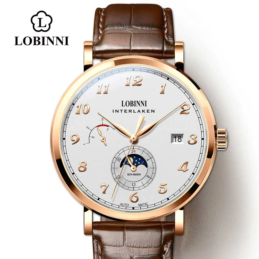 LOBINNI Top Seagull Men\'s Watch Stainless Steel Switzerland Luxury Brand Male Wrist Watch Business часы мужские механически