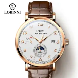 LOBINNI Top Seagull Men's Watch Stainless Steel Switzerland Luxury Brand Male Wrist Watch Business часы мужские механически