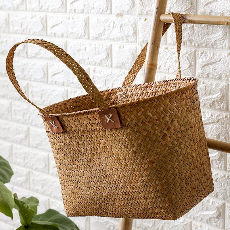 

Baskets 100% Wicker Storage Baskets Japanese Woven Handbag Storage Basket Woven Environmentally Friendly Shopping Basket