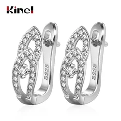 Kinel Trendy Crystal Flower Stud Earring For Women Paved Cubic Zirconia Gold Color Stud Earrings Engagement Wedding Jewelry