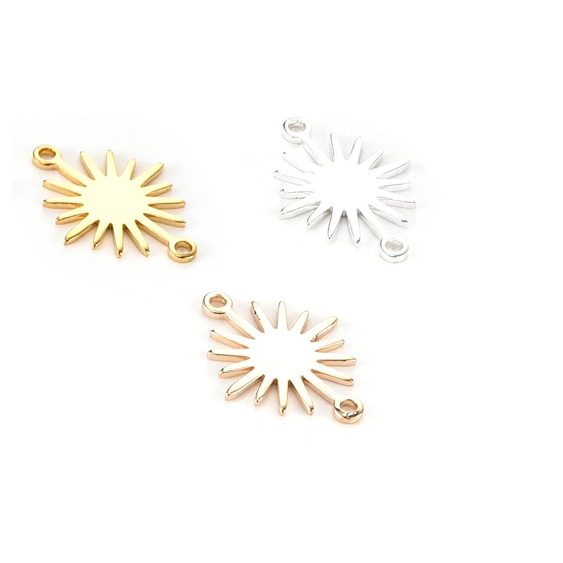 18 * 13.2mm Brass Double Hanging Glossy Sun Flower Small Sun Charm Pendant DIY Bracelet Necklace Accessories