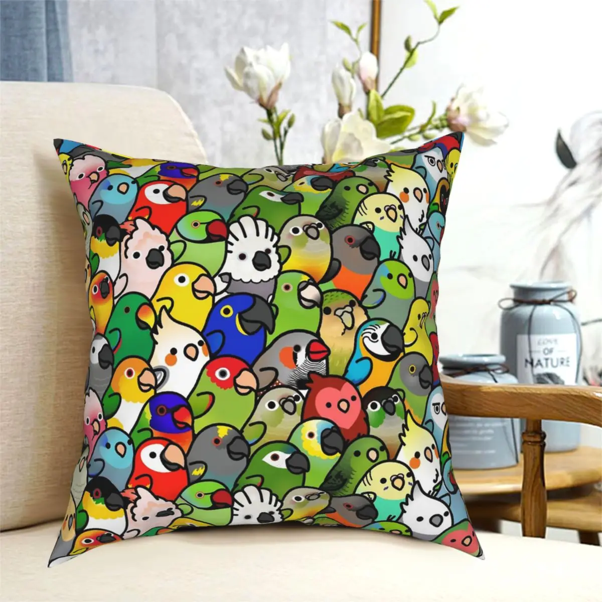 Everybirdy Square Pillowcase Polyester Pattern Zip Decor Pillow Case Sofa Cushion Cover