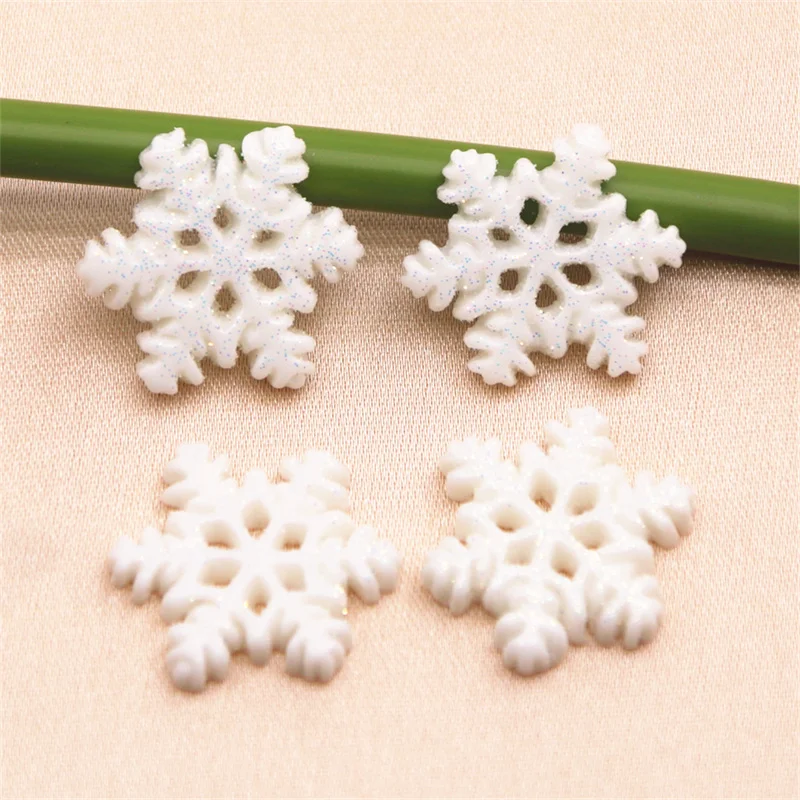 20pcs natale fiocco di neve resina Flatback Cabochon Art Supply decorazione fascino fai da te 20mm