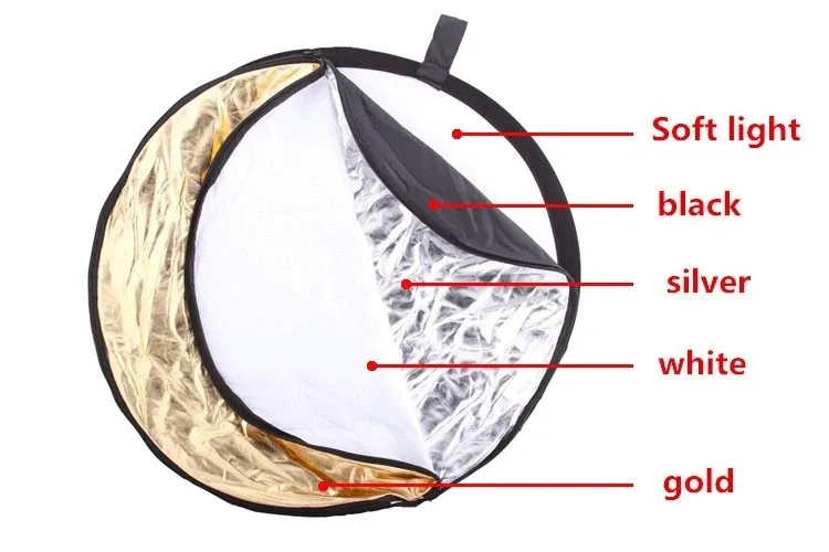 Refletor de luz 5 em 1 para estúdio fotográfico, 60/80cm, portátil, luz dobrável, fotografia, acessórios para fotografia
