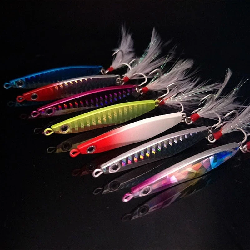 

7pcs 17g Fishing Spoon Lure 7 Colors Iscas Artificial Bait Metal Jig Lure Slice Jigbait Spoon Treble Hook Jigging Fishing Lure