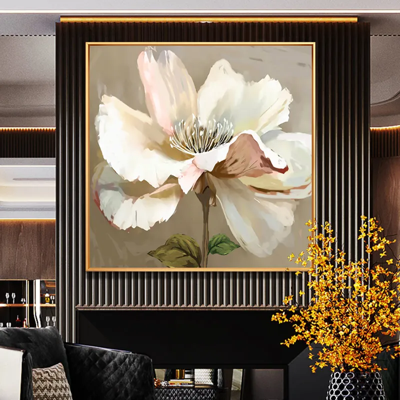 

Hibiscus Flowers hand-painted Oil Scandinavian Modern Model Room Living Room Bedroom Wall Paintings Decorative Painting