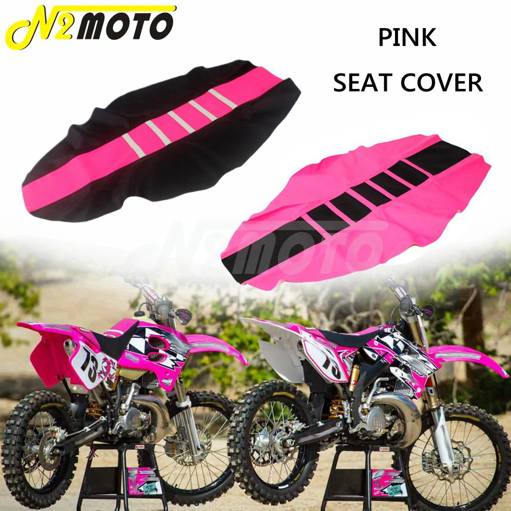 Pink Non-Slip Traction Ribbed Seat Cover Soft Gripper Seat Cover for TM CRF XR Racing 150/250 R EXC CRF YZ450F KXF MX Dirt Bike