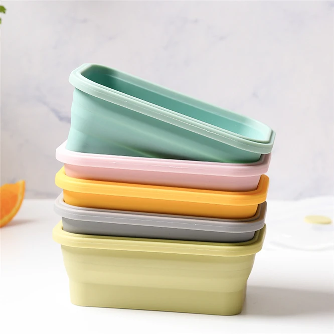 350ml Mini Silicone Collapsible Lunch Box Food Storage Container Bento BPA Free Microwavable Portable Picnic Camping Rectangle