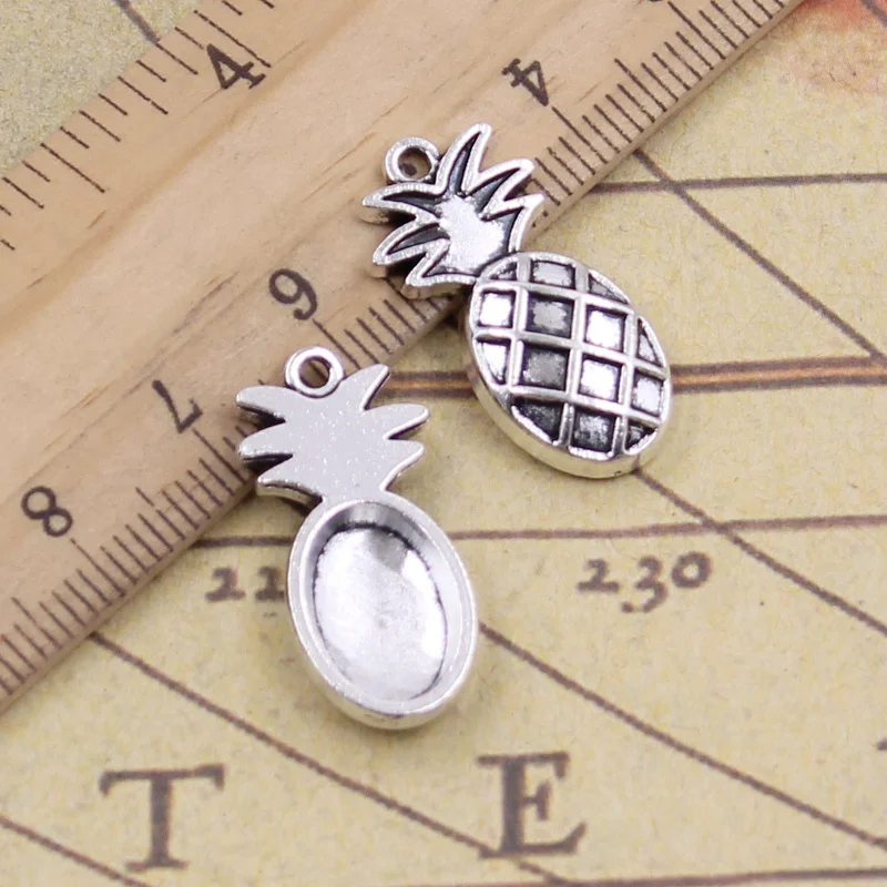 15pcs Charms Bromeliaceae Ananas Pineapple 24x12mm Tibetan Silver Color Pendants Antique Jewelry Making DIY Handmade Craft