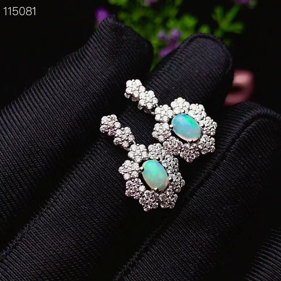 KJJEAXCMY fine jewelry 925 sterling silver inlaid natural white opal earrings ring pendant luxury girl suit support test