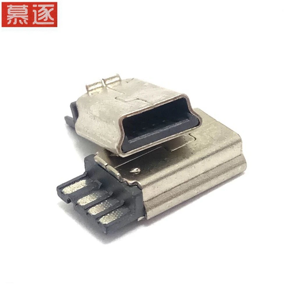 Mini tomada usb estendida, mini corpo usb macho para solda 4p 4-core