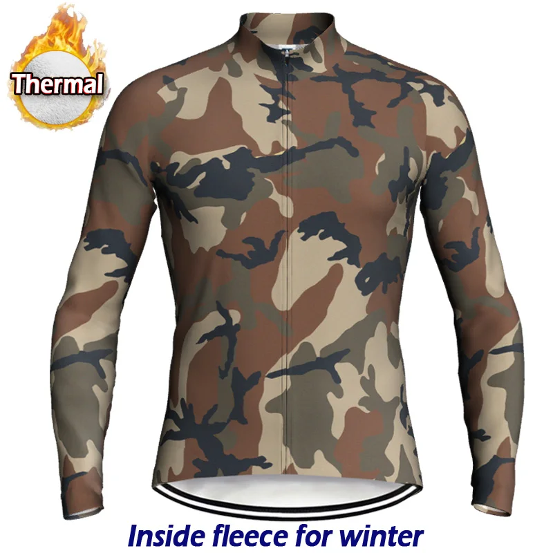 

Cycling Jersey Men Winter Thermal Fleece Long Sleeve Bicycle Military Clothes MTB Bike Ropa Ciclismo Hombre Camo Sports Top Warm