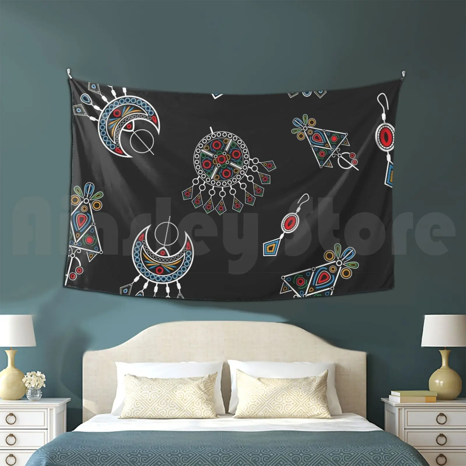 African Jewels Pattern Customized Tapestry African Jewels Pattern Tribal Jewels North Africa Berber