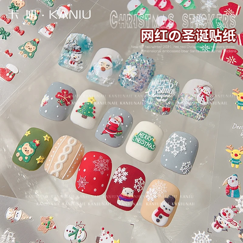 

Christmas Geometry Winter Nail Art Stickers Cute Penguin Bird Snowflakes Snowman Design Abstract Leaf Manicure Decoration